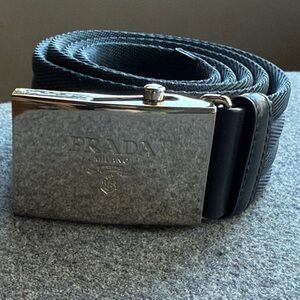 Prada Men's Navy Blue nylon web belt